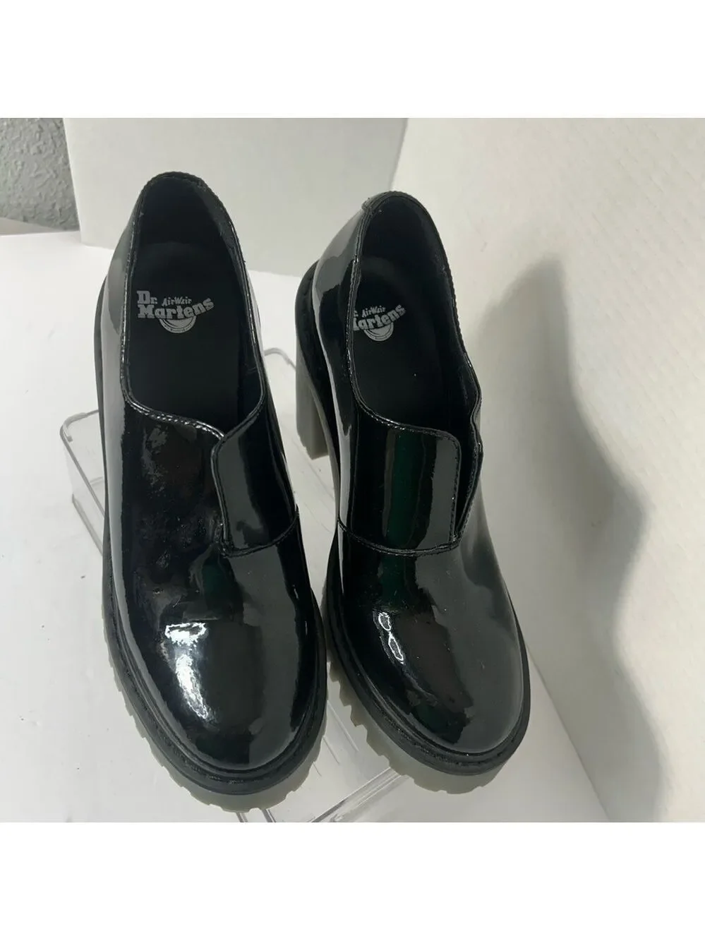 NEW Dr Martens Cordelia Patent Leather Chunky Platform Pumps Goth School Girl